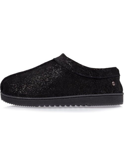 Chaussons bottillons dessus cuir, semelle confort femme isotoner - Kiabi