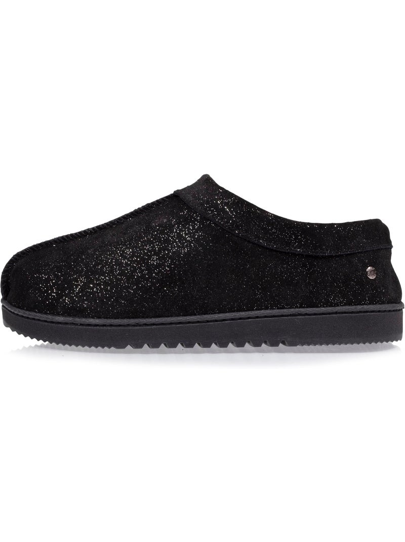 Chaussons bottillons dessus cuir, semelle confort femme isotoner Noir Gris Noir - Kiabi