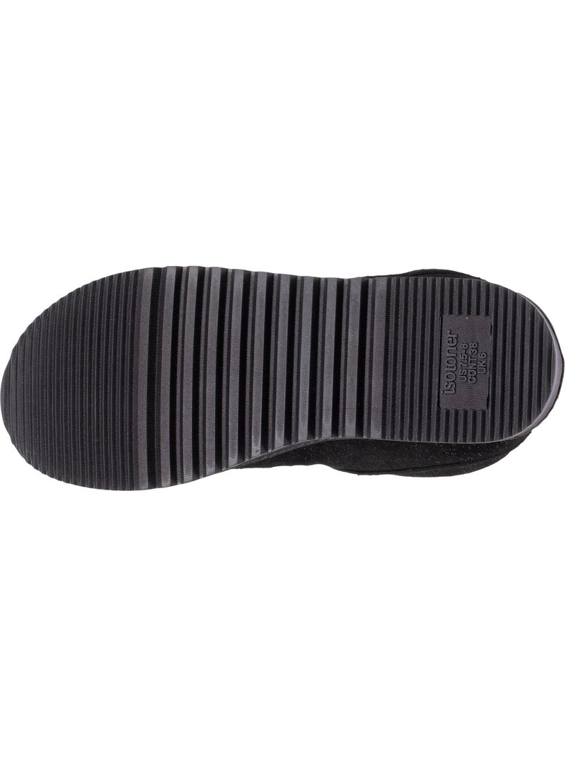 Chaussons bottillons dessus cuir, semelle confort femme isotoner Noir Gris Noir - Kiabi