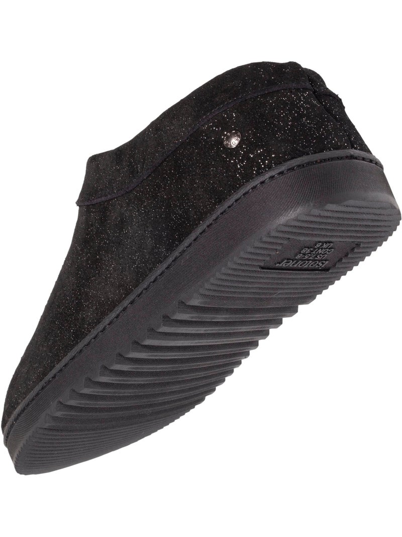 Chaussons bottillons dessus cuir, semelle confort femme isotoner Noir Gris Noir - Kiabi