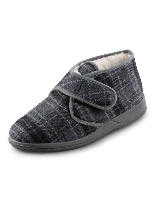 Chaussons bottillons fourrés à carreaux - Afibel - Kiabi