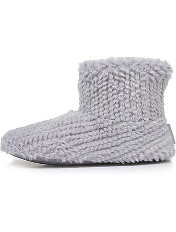 Chaussons bottillons imitation fourrure, semelle femme isotoner