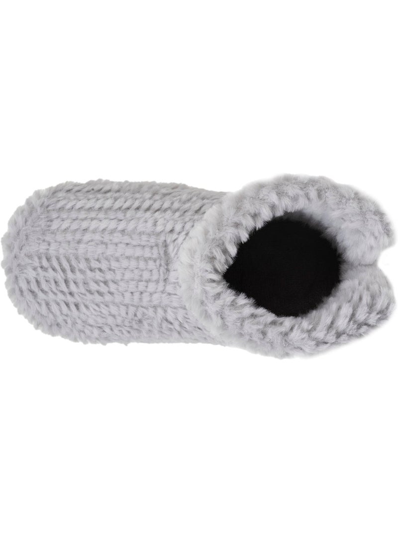 Chaussons bottillons imitation fourrure, semelle femme isotoner Gris Gris - Kiabi