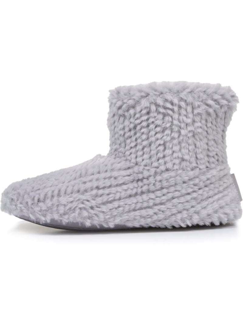 Chaussons bottillons imitation fourrure, semelle femme isotoner Gris Gris - Kiabi
