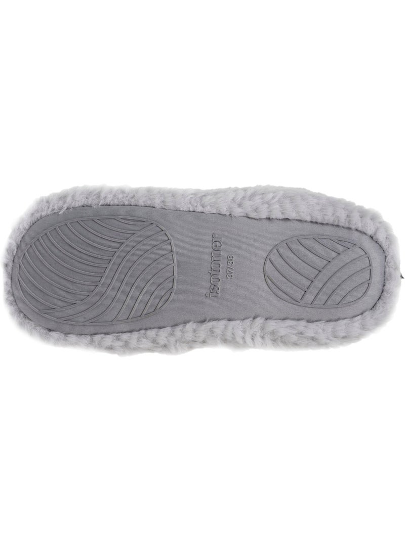 Chaussons bottillons imitation fourrure, semelle femme isotoner Gris Gris - Kiabi
