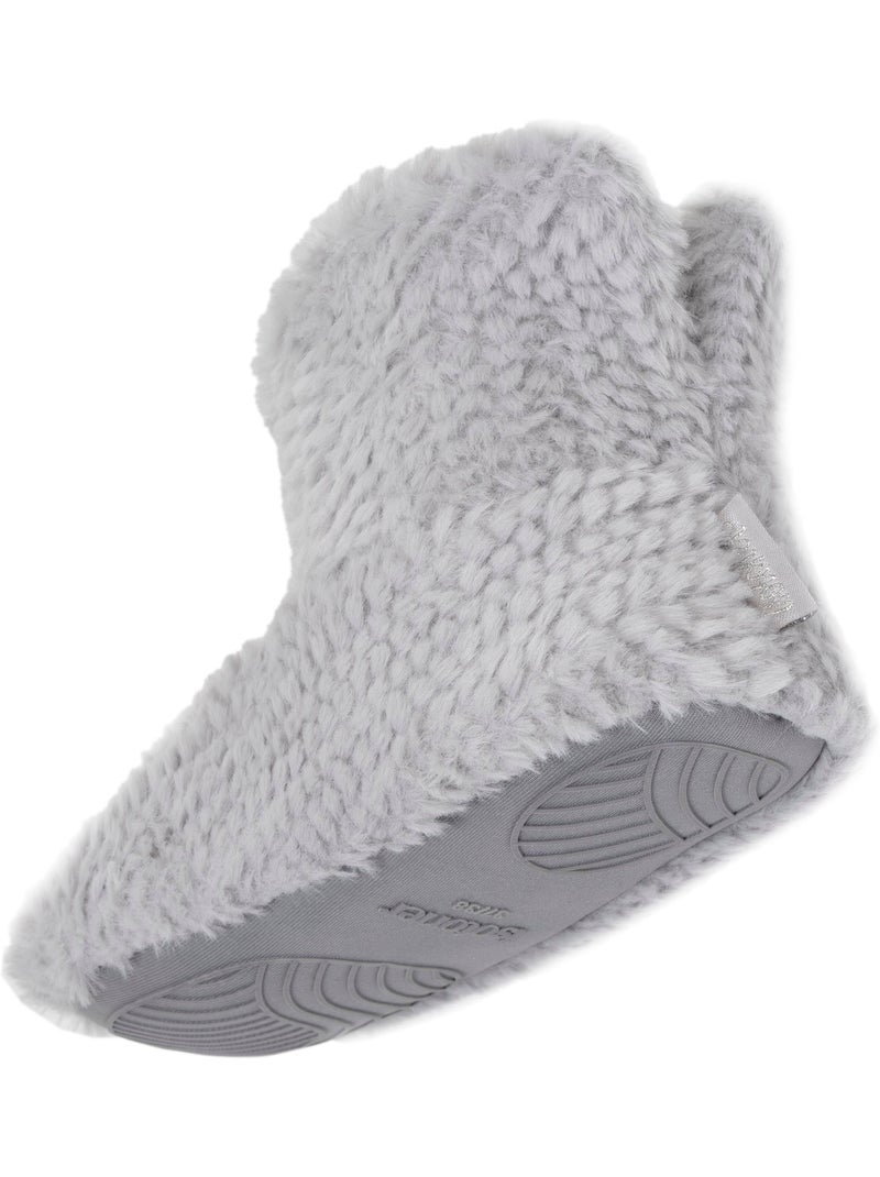 Chaussons bottillons imitation fourrure, semelle femme isotoner Gris Gris - Kiabi