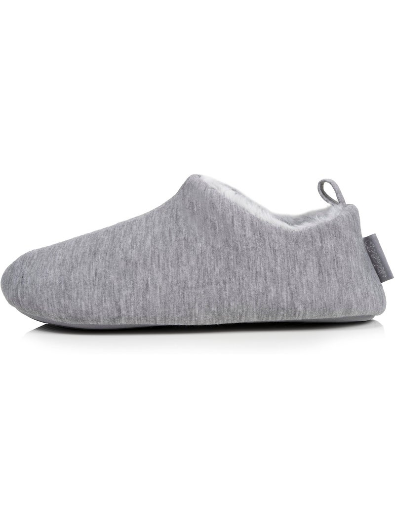 Chaussons bottillons jersey, semelle gomme antidérapante femme Gris chiné - Kiabi