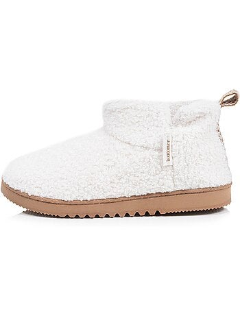 Chaussons bottillons maille bouclette - semelle crantée femme isotoner