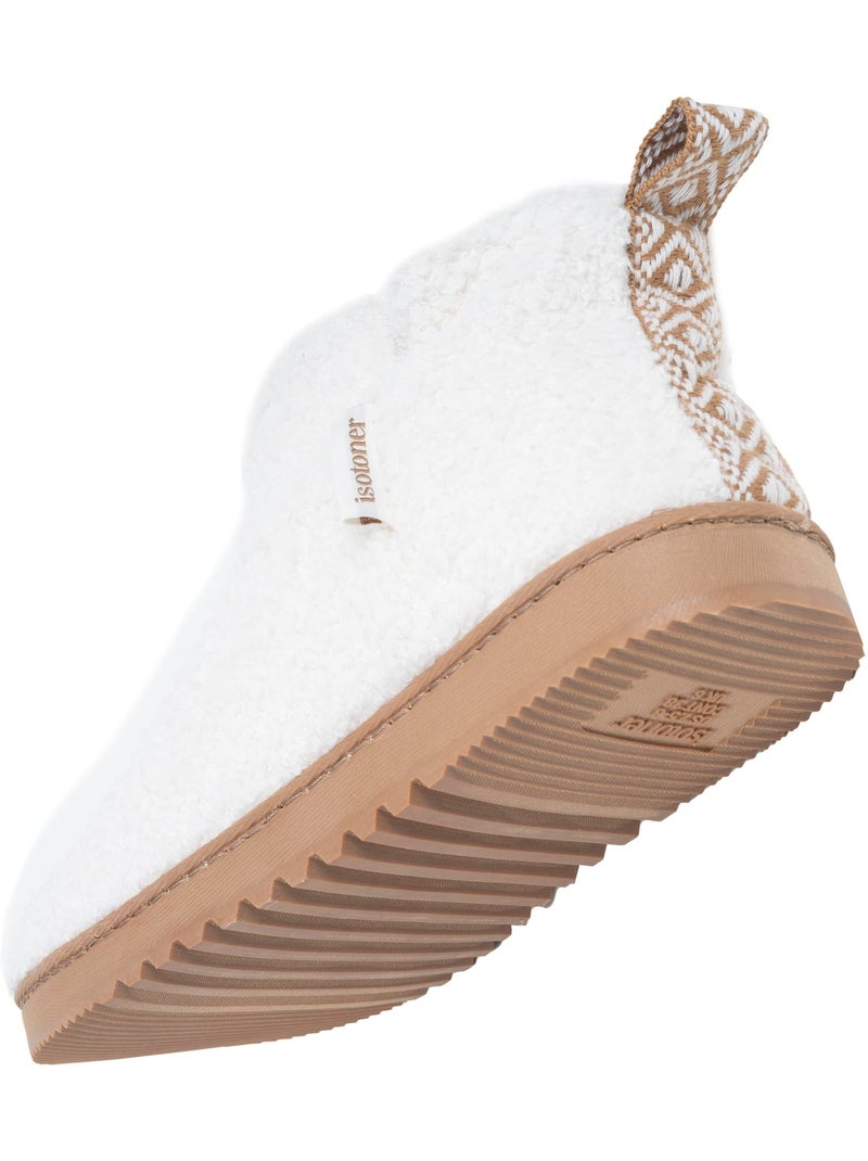 Chaussons bottillons maille bouclette - semelle crantée femme Isotoner Ivoire - Kiabi