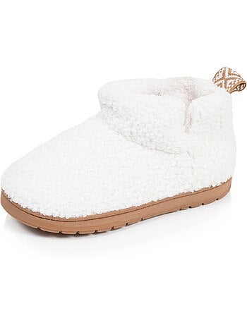 Chaussons bottillons maille bouclette - semelle crantée fille isotoner