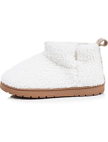 Chaussons bottillons maille bouclette - semelle crantée fille isotoner