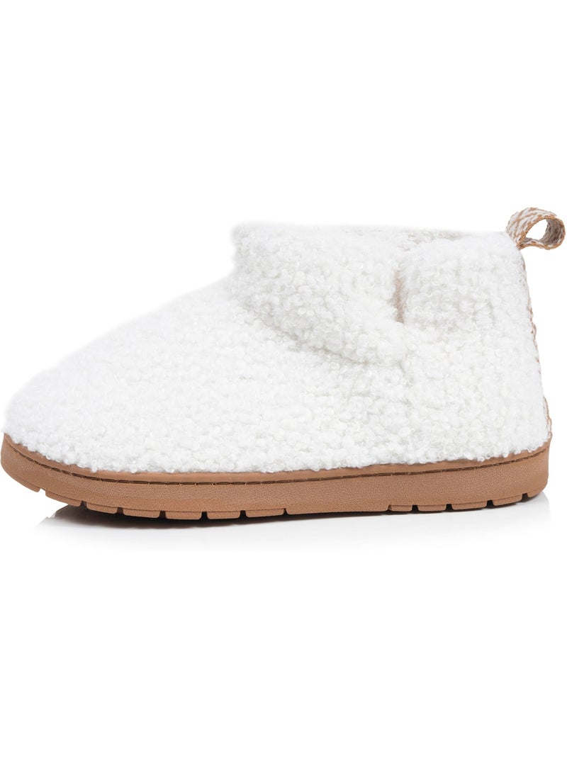 Chaussons bottillons maille bouclette - semelle crantée fille isotoner Ivoire - Kiabi