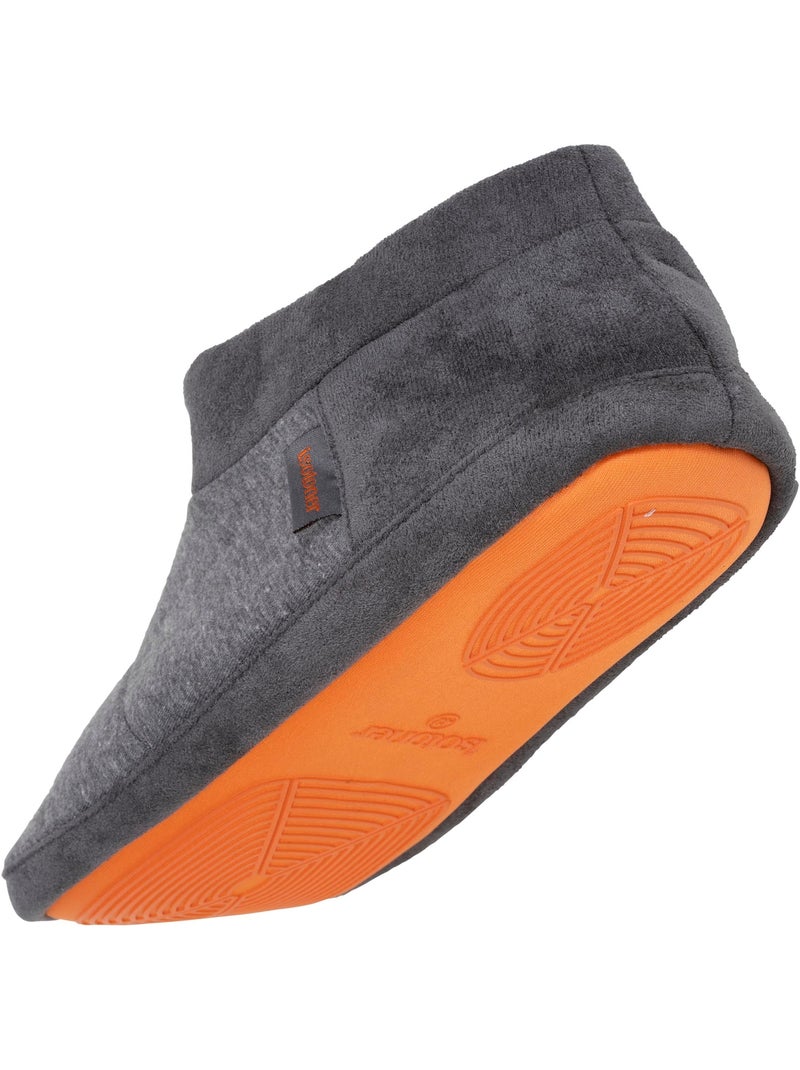 Chaussons bottillons micro éponge, semelle gomme homme Isotoner Gris chiné - Kiabi