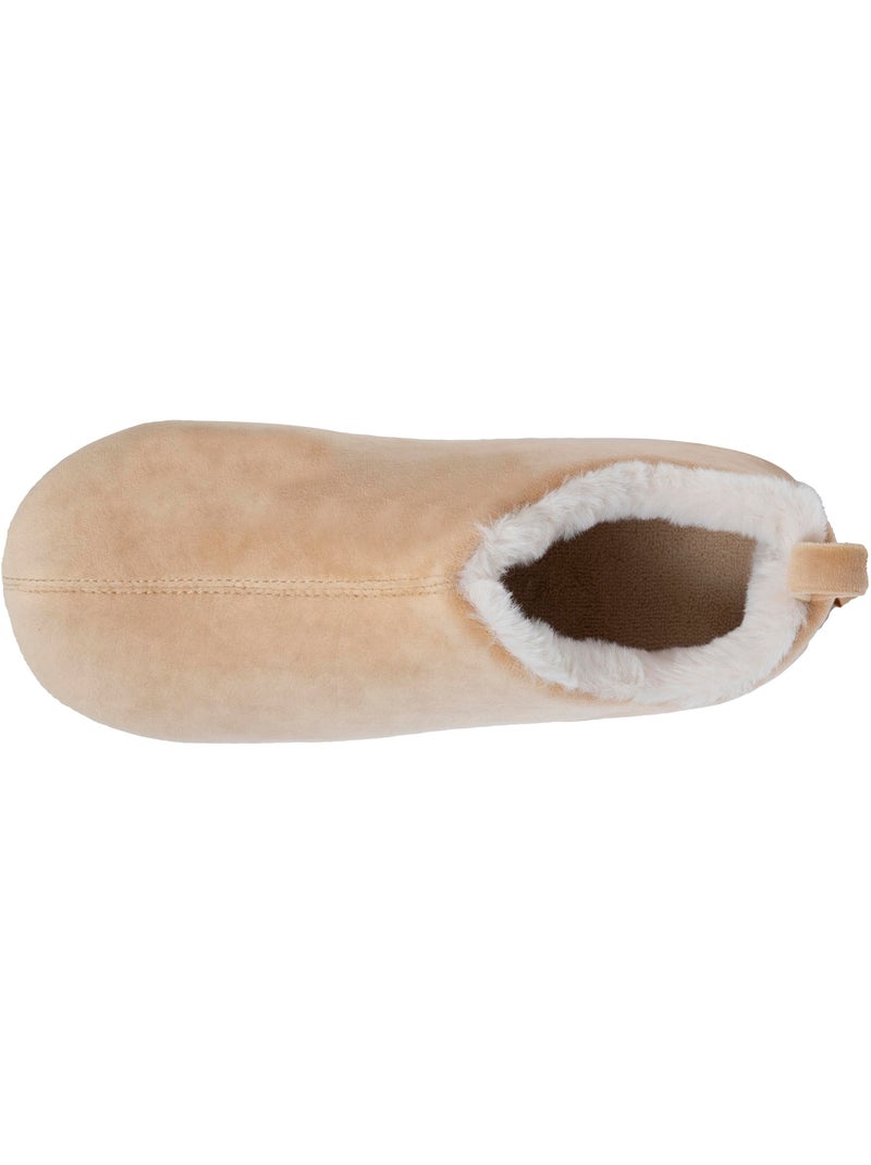 Chaussons bottillons microvelours - semelle à picots femme isotoner Beige - Kiabi