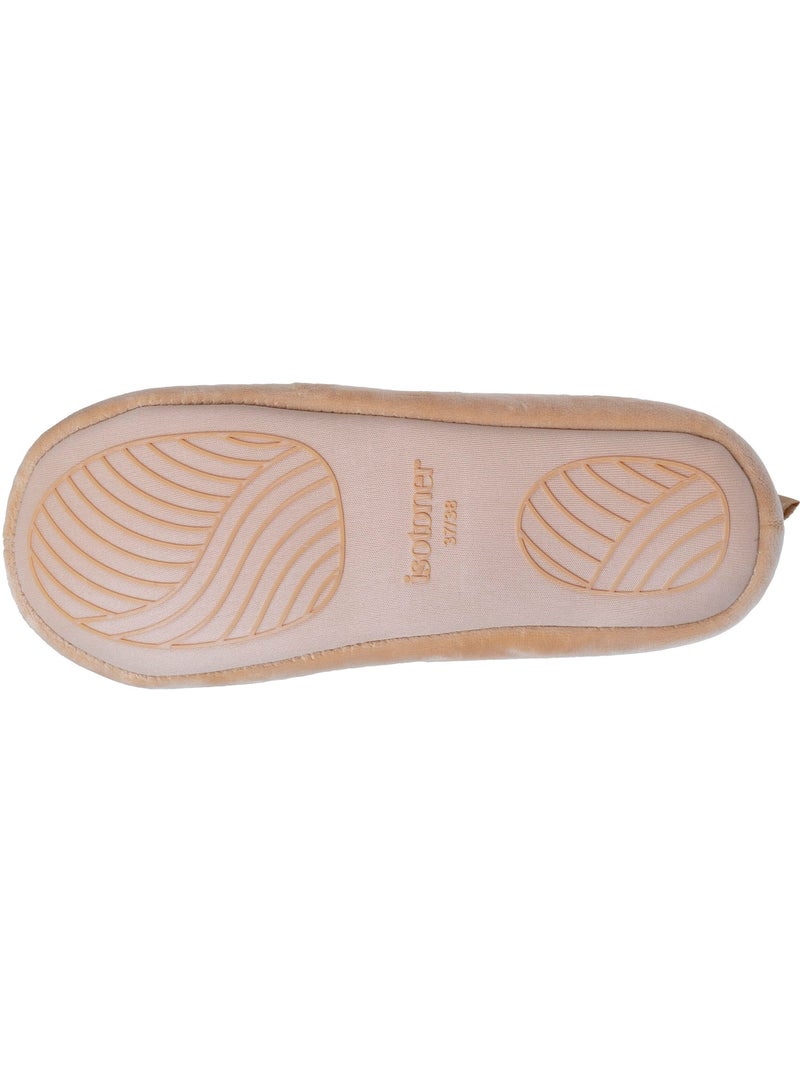Chaussons bottillons microvelours - semelle à picots femme isotoner Beige - Kiabi
