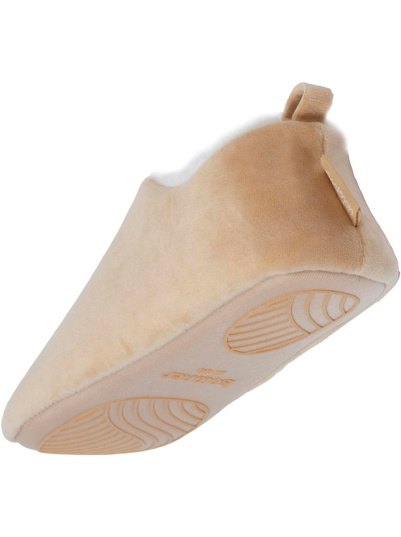 Chaussons bottillons microvelours - semelle à picots femme isotoner Beige - Kiabi