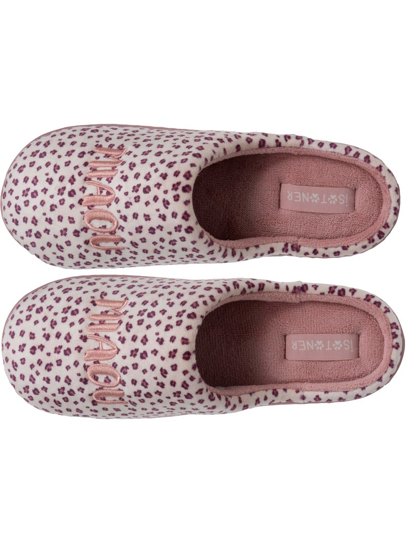 Chaussons bottillons microvelours léopard semelle fille Blanc / Rose / Beige - Kiabi