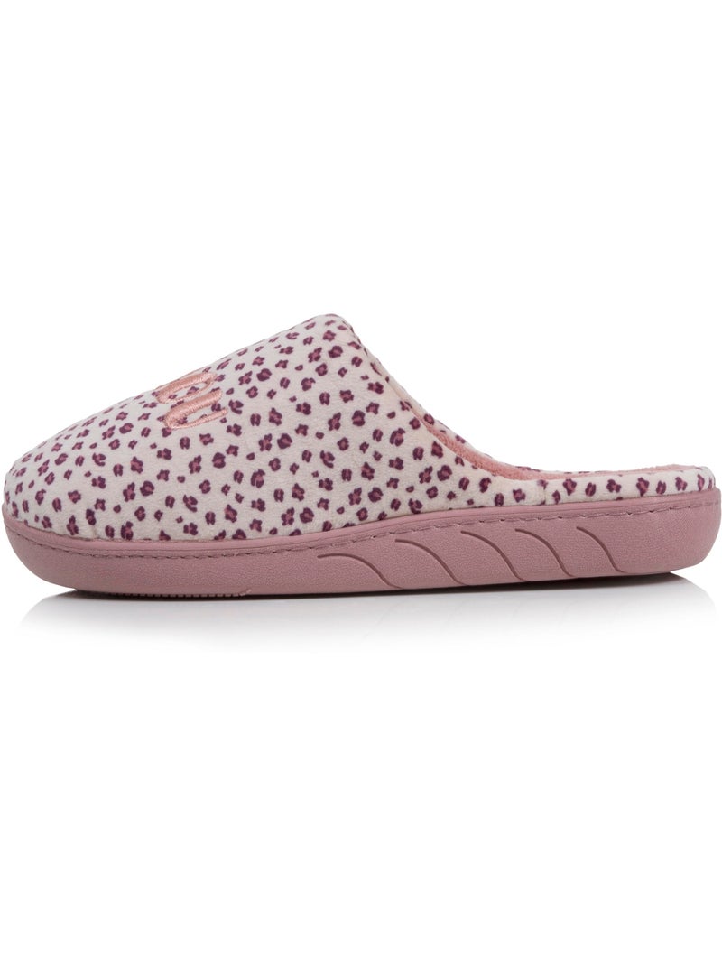 Chaussons bottillons microvelours léopard semelle fille Blanc / Rose / Beige - Kiabi