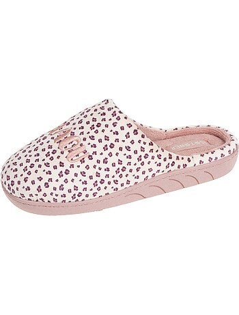 Chaussons bottillons microvelours léopard semelle fille isotoner