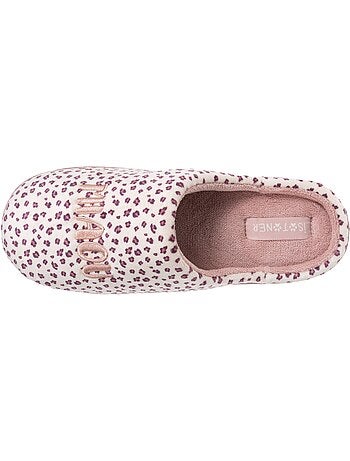 Chaussons bottillons microvelours léopard semelle fille isotoner