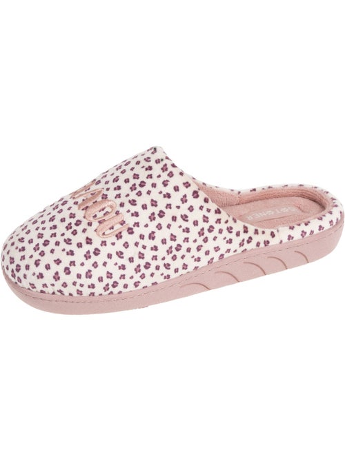 Chaussons bottillons microvelours léopard semelle fille isotoner - Kiabi