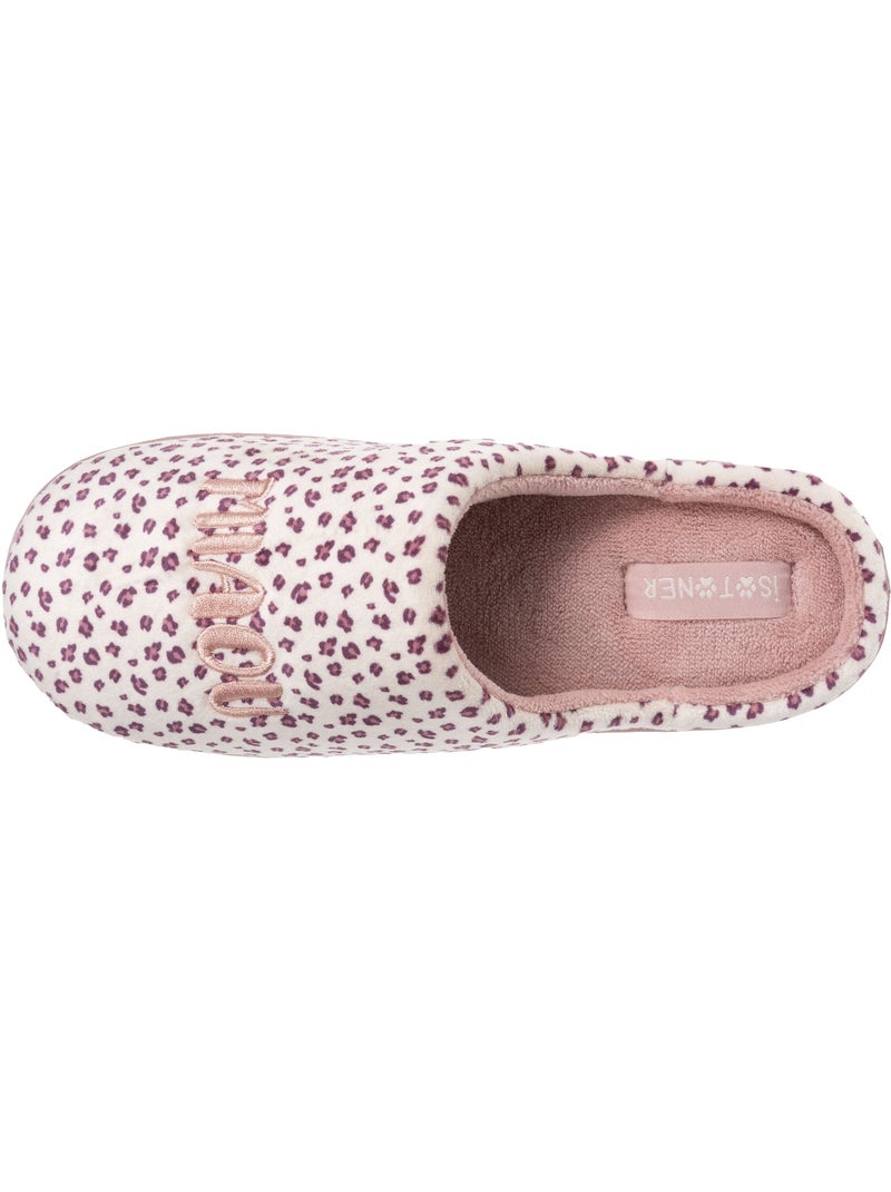 Chaussons bottillons microvelours léopard semelle fille isotoner Blanc / Rose / Beige - Kiabi