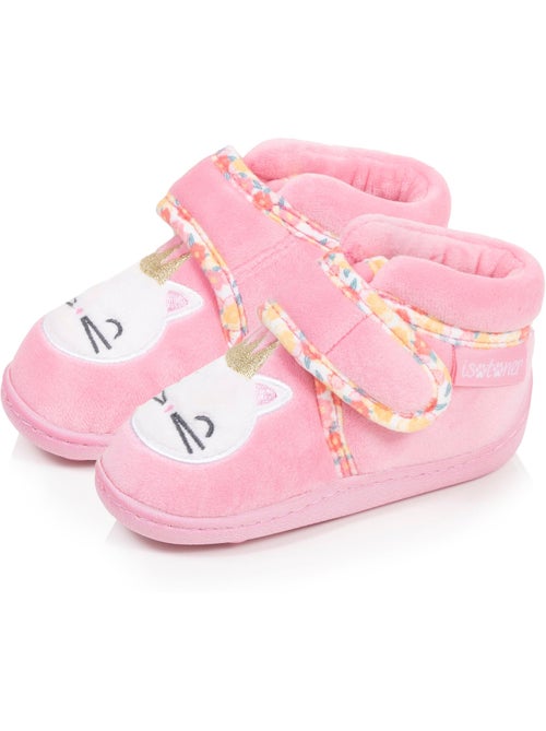 Chaussons bottillons microvelours maintien renforcé, bébé fille isotoner - Kiabi