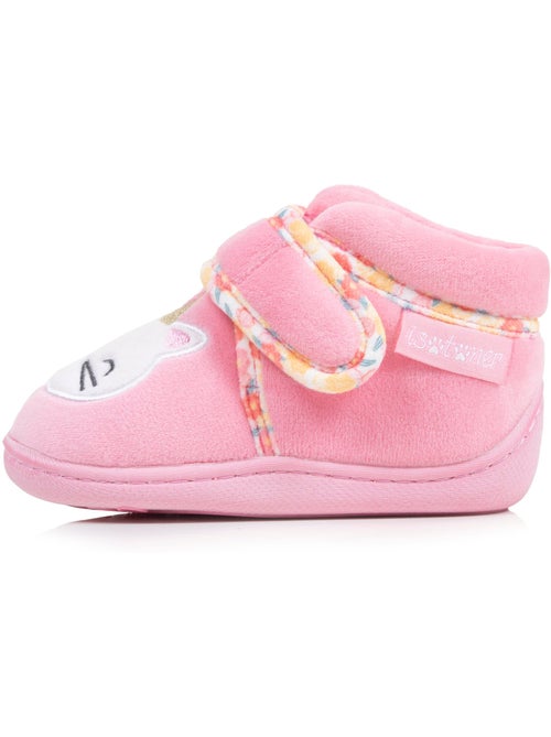Chaussons bottillons microvelours maintien renforcé, bébé fille isotoner - Kiabi