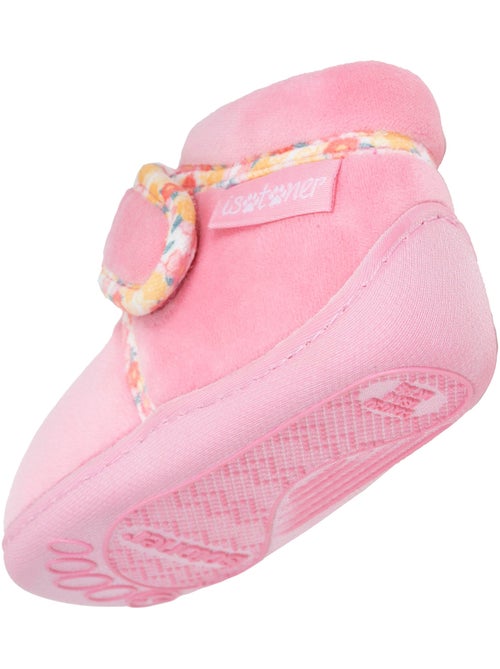Chaussons bottillons microvelours maintien renforcé, bébé fille isotoner - Kiabi