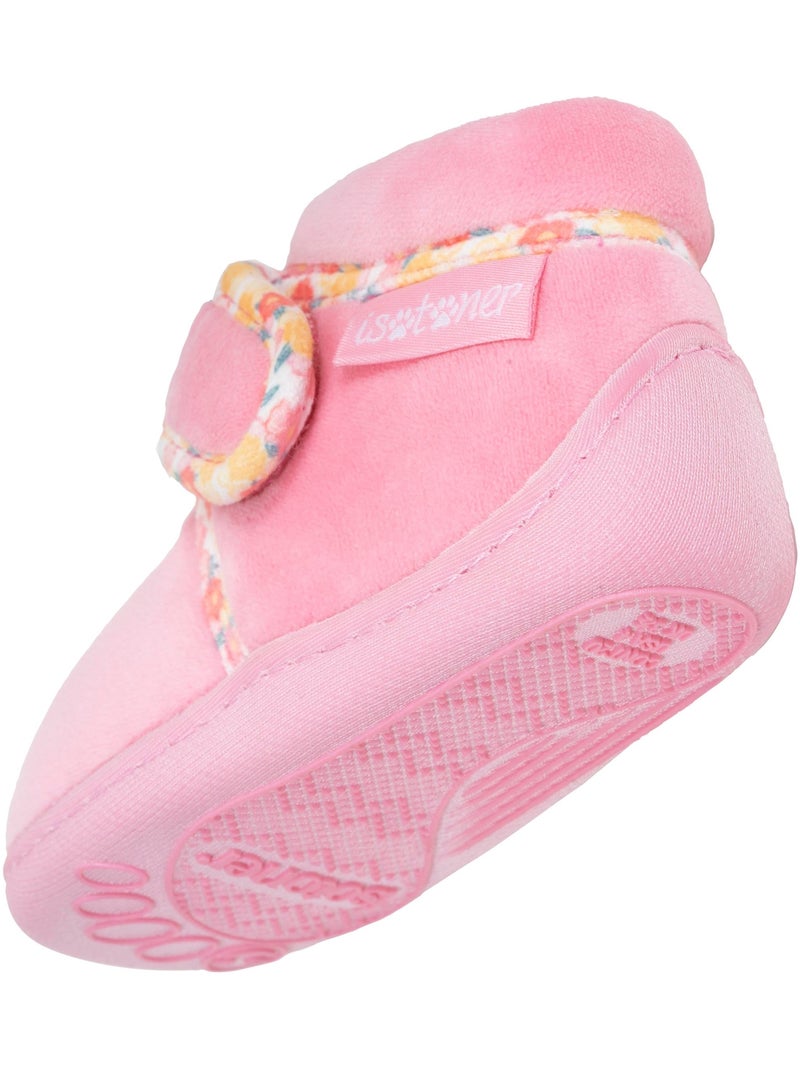 Chaussons bottillons microvelours maintien renforcé, bébé fille isotoner Rose - Kiabi