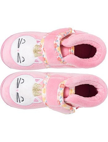 Chaussons bottillons microvelours maintien renforcé, bébé fille