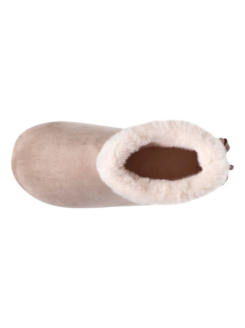 Chaussons bottillons microvelours, semelle antidérapante femme Isotoner Beige - Kiabi