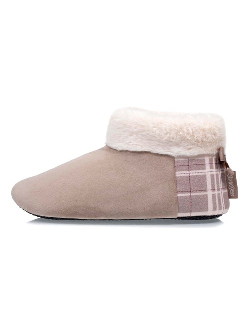 Chaussons bottillons microvelours, semelle antidérapante femme Isotoner - Kiabi