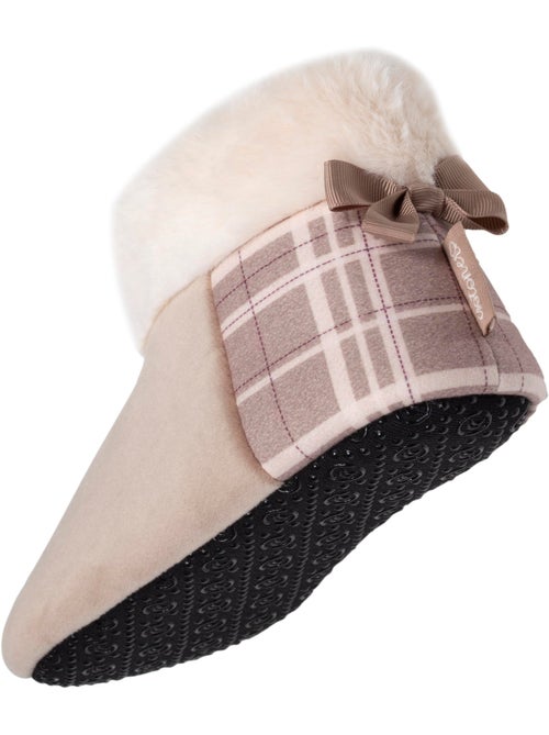 Chaussons bottillons microvelours, semelle antidérapante femme Isotoner - Kiabi