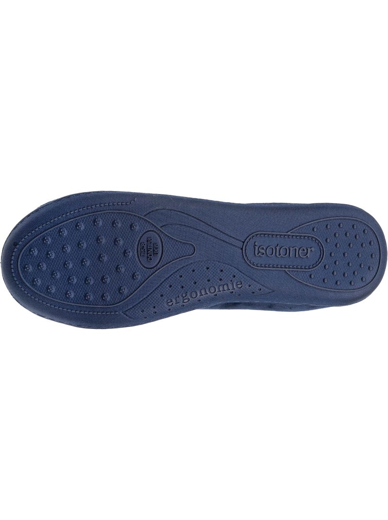 Chaussons bottillons microvelours semelle ergonomique soutien femme Isotoner Bleu marine - Kiabi