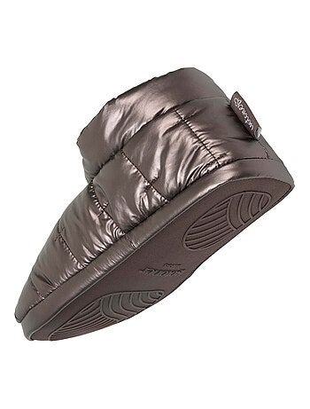 Chaussons bottillons nylon métallisé, semelle antidérapante femme Isotoner