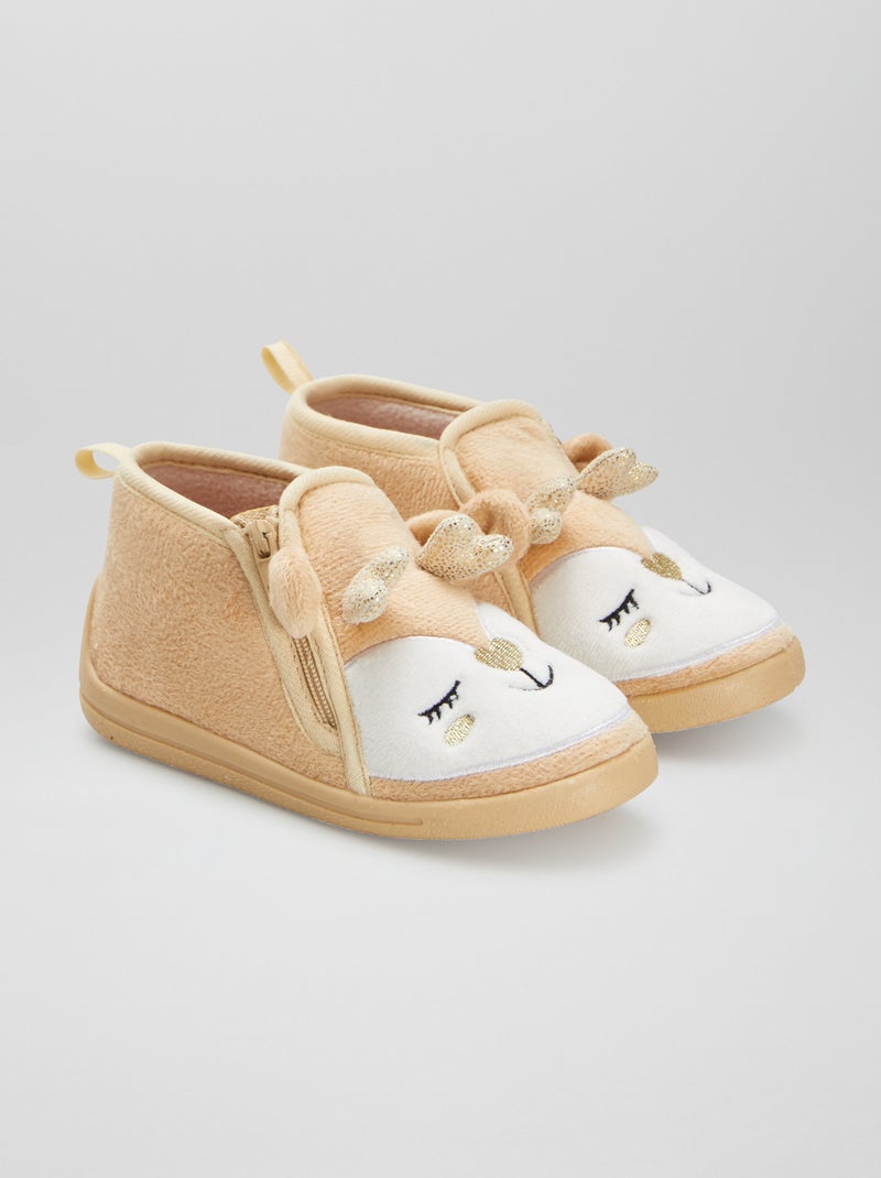 Chaussons bottillons 'renne' beige - Kiabi