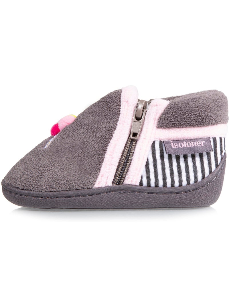 Chaussons bottillons semelle antidérapante bébé fille Gris Gris - Kiabi