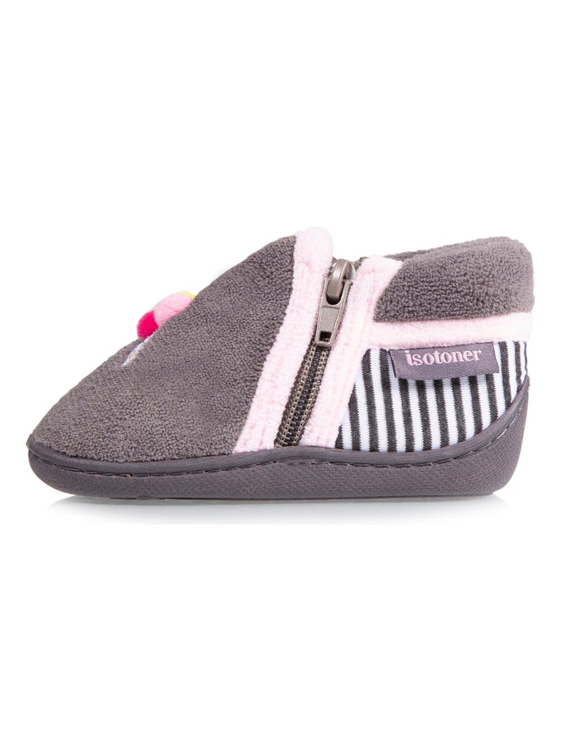 Chaussons bottillons semelle antidérapante bébé fille Isotoner Gris Gris - Kiabi