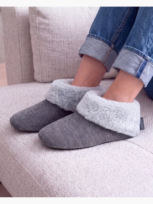 Chaussons bottillons sergé pailleté, semelle gomme ultra femme isotoner - Kiabi