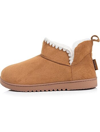 Chaussons bottillons maille bouclette - semelle crantée femme isotoner