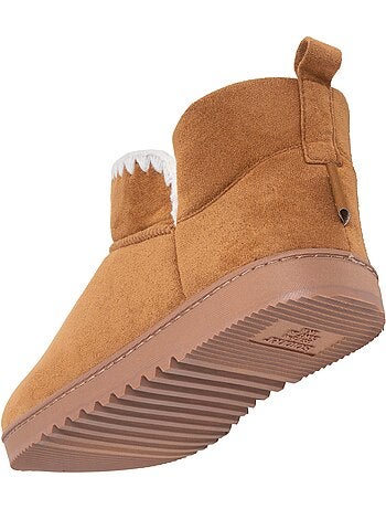 Chaussons bottillons maille bouclette - semelle crantée femme isotoner