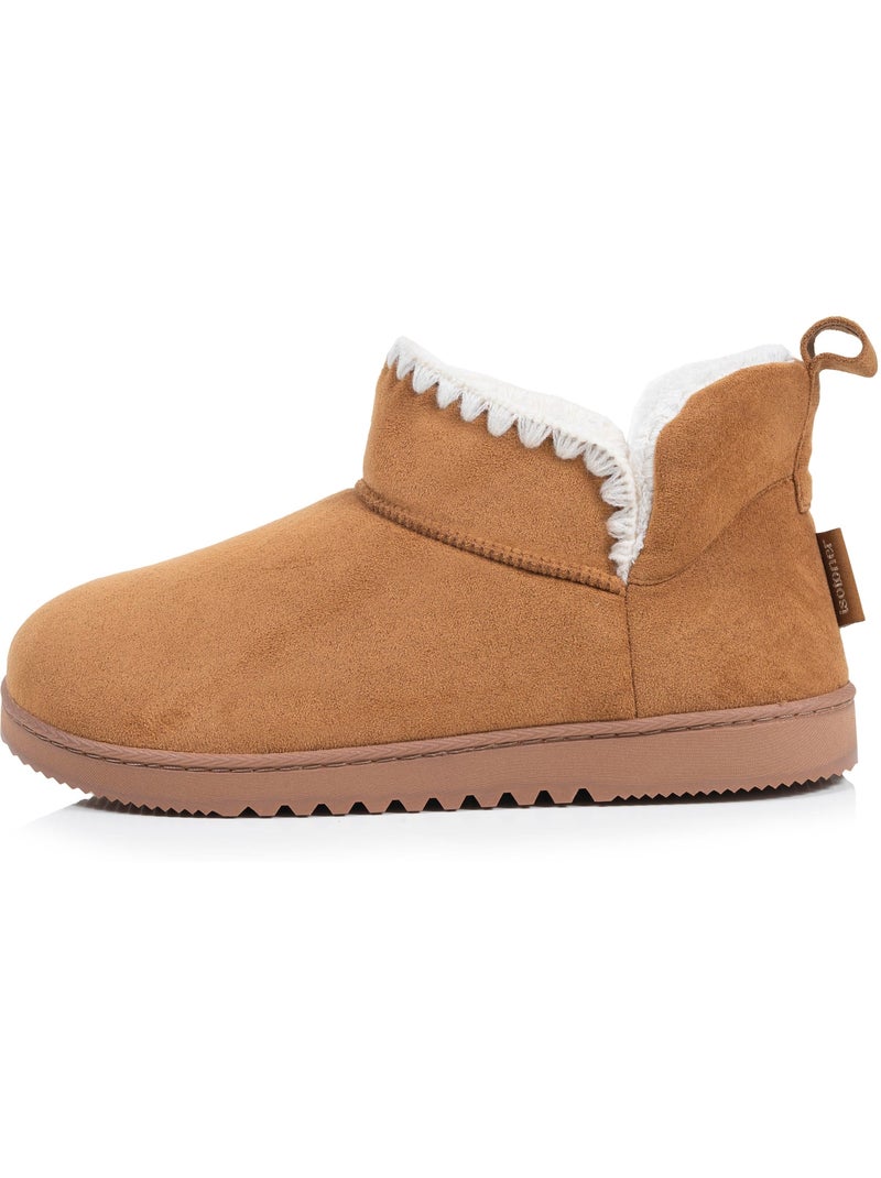 Chaussons bottillons Suédine - semelle crantée femme Isotoner Camel - Kiabi
