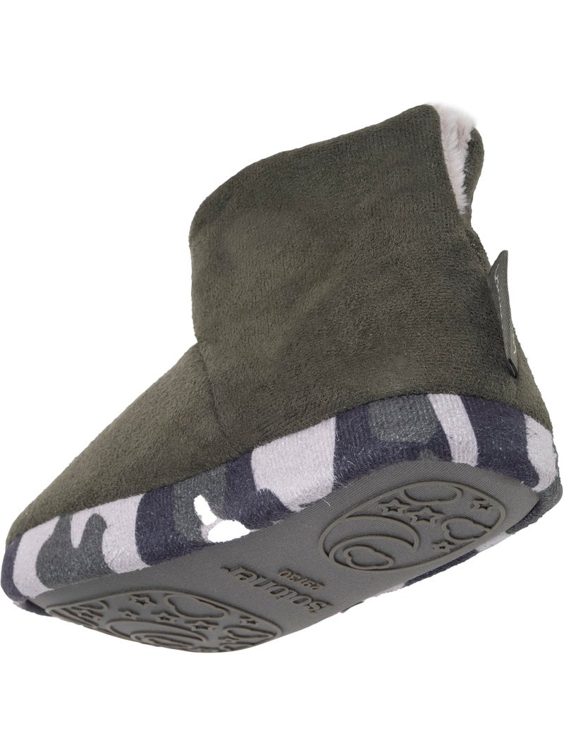 Chaussons bottillons suédine, semelle gomme antidérapante garçon isotoner Kaki - Kiabi
