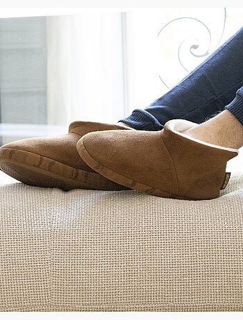 Chaussons bottillons suédine, semelle gomme ultra souple homme isotoner