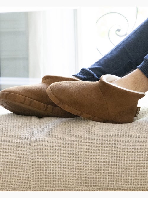 Chaussons bottillons suédine, semelle gomme ultra souple homme isotoner - Kiabi