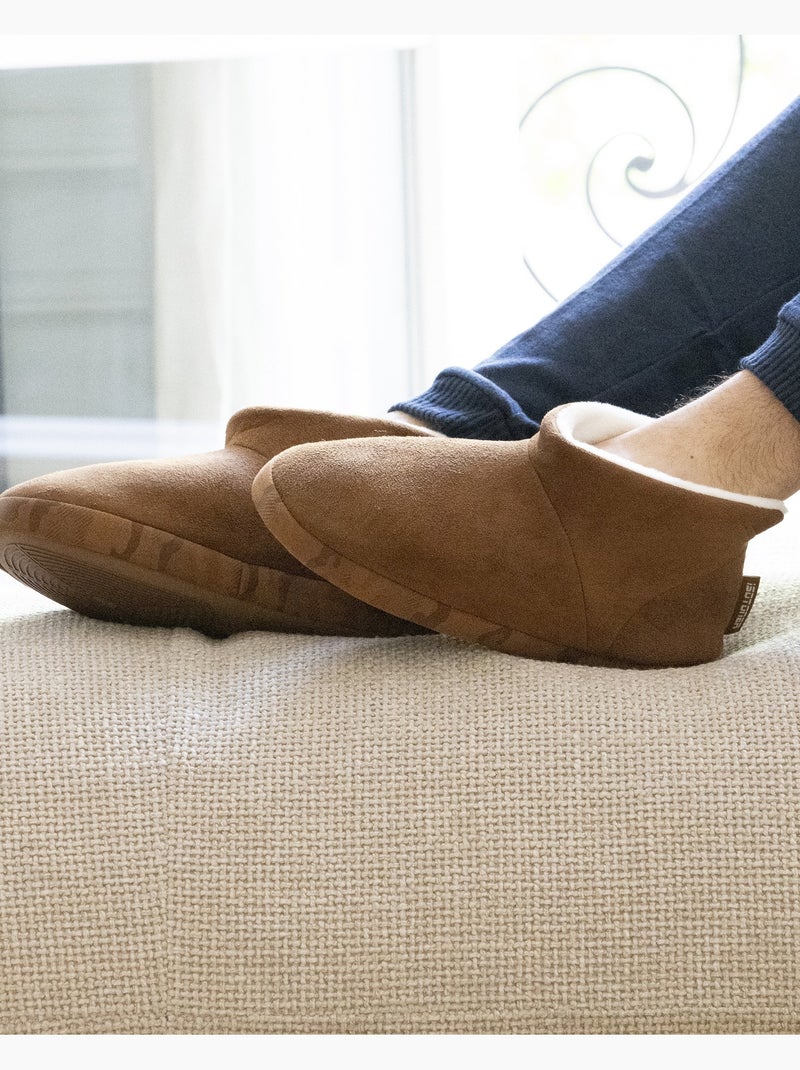 Chaussons bottillons suédine, semelle gomme ultra souple homme isotoner Camel - Kiabi