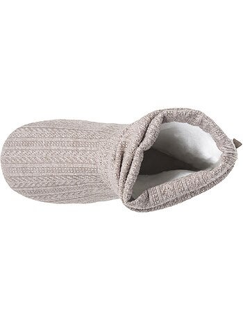 Chaussons bottillons tricot et nœud satin femme isotoner