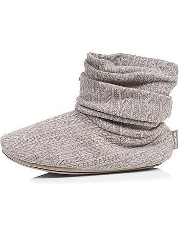 Chaussons bottillons tricot et nœud satin femme isotoner