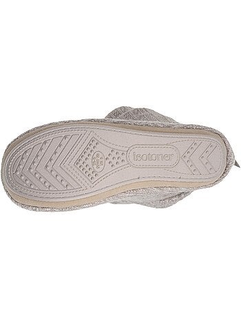 Chaussons bottillons tricot et nœud satin femme isotoner